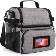 TRIPGEAR 2 Compartment Lunch Bag,Leakproof Insulated with Adjustable Shoulder Strap Flag