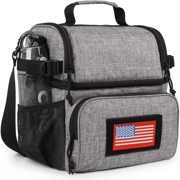 TRIPGEAR 2 Compartment Lunch Bag,Leakproof Insulated with Adjustable Shoulder Strap Flag