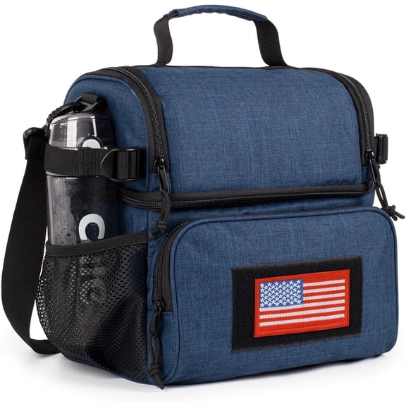 TRIPGEAR 2 Compartment Lunch Bag,Leakproof Insulated with Adjustable Shoulder Strap Flag