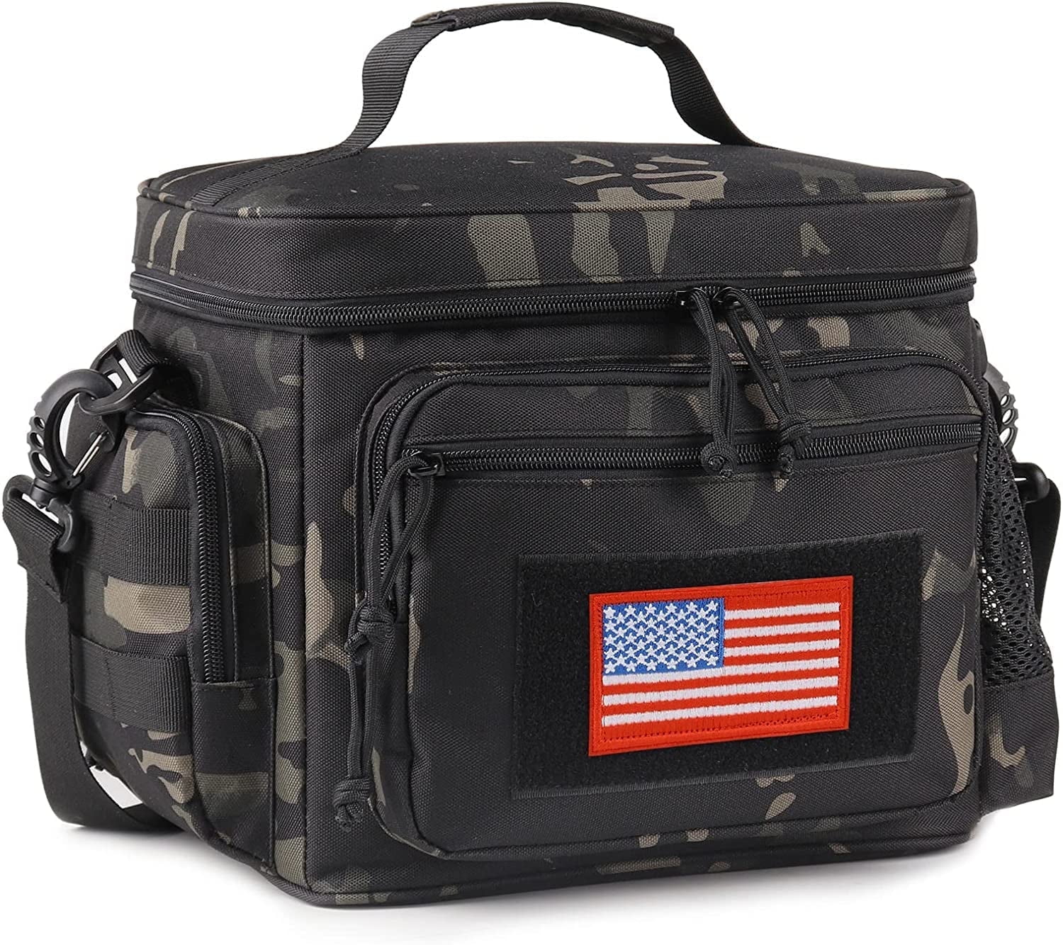 ATRIPACK Lunch Box for Men, Mens Lunch Bag with Webbing Leakproof Insulated Large Capacity Cooler Bag with Adjustable Shoulder Strap(12.3L Camo-Black)