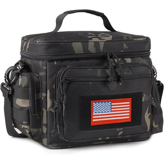 ATRIPACK Lunch Box for Men, Mens Lunch Bag with Webbing Leakproof Insulated Large Capacity Cooler Bag with Adjustable Shoulder Strap(12.3L Camo-Black)