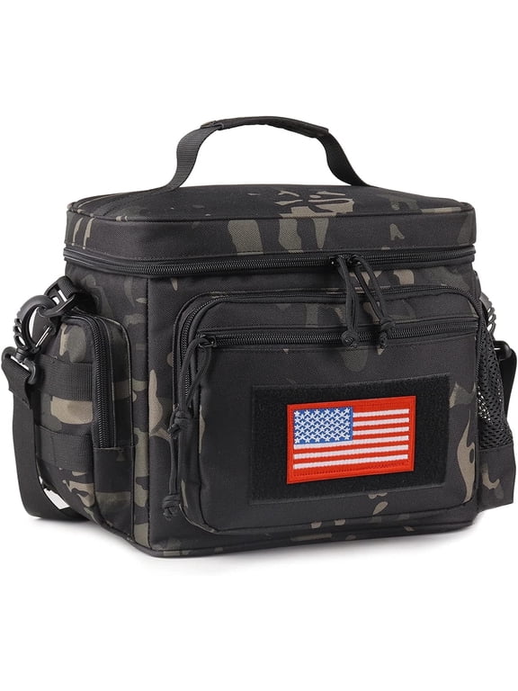 Lunch Box for Men, Mens Lunch Bag with Webbing Leakproof Insulated Large Capacity Cooler Bag with Adjustable Shoulder Strap(12.3L Camo-Black)