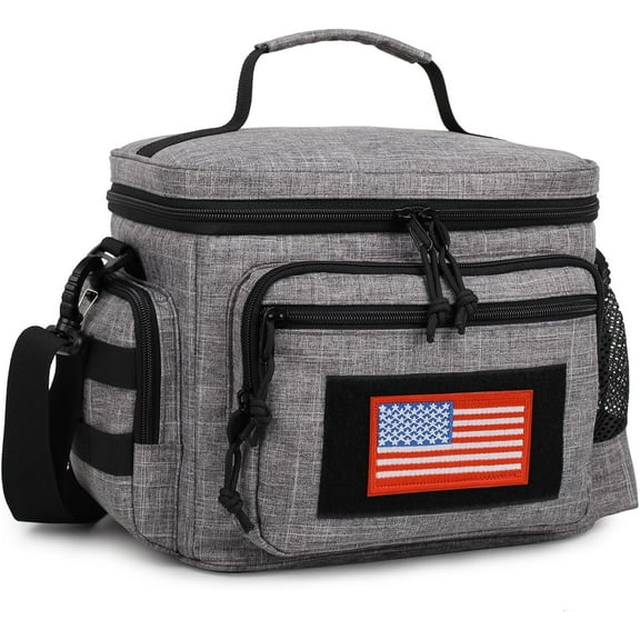 ATRIPACK Lunch Box for Men, Mens Lunch Bag with Webbing Leakproof Insulated Large Capacity Cooler Bag with Adjustable Shoulder Strap(12.3L Gray)