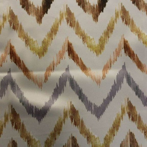 ATRIUM - Zigzag Digital Print Satin Fabric - Cotton Hand - 58 Inch. in Width, | Home Decor, Brown / Sample 3x3 Inch