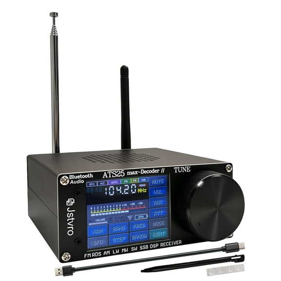 ATS-25MAX Decoder II V4.17 SI4732 SDR Radio Receiver, Portable Shortwave Receiver with FM LW MW SW SSB, WiFi Bluetooth, CW RTTY FT8 PSK Decoder, 2.4-Inch Touchscreen, 4000mAh Battery