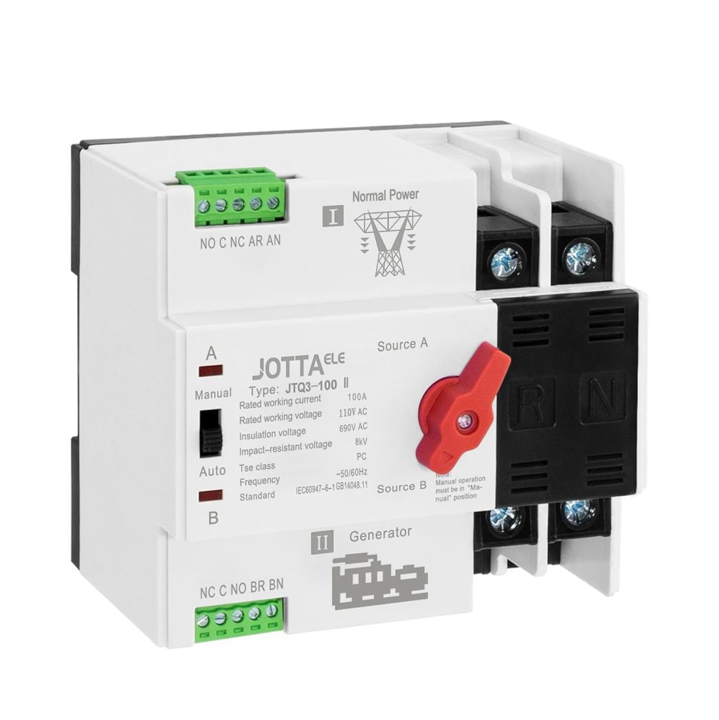 ATS,Dual Power Automatic Transfer Switch 2P 100A 110V 50/60Hz,Changeover Switch for Generator