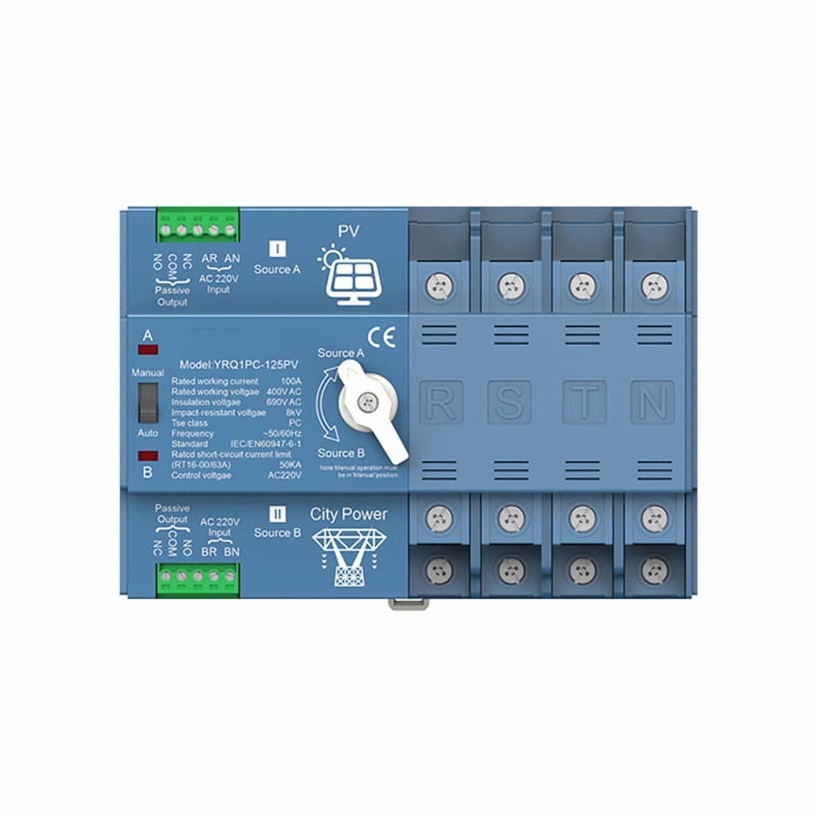 ATS Dual Power Automatic Transfer Switch for Generator or PV  to City Power Changeover Switch Solar Inverter,C