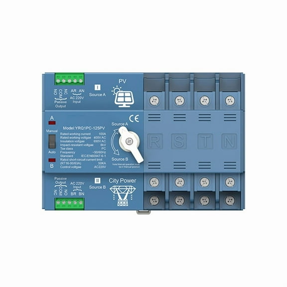 ATS Dual Power Automatic Transfer Switch for Generator or PV Energy to City Power Changeover Switch Solar Inverter,C