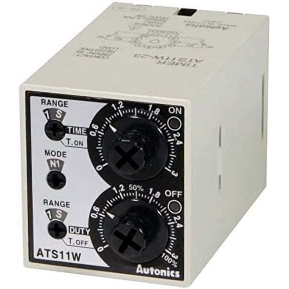 ATS11W-41, Twin Timer, 6-Mode, Multi-Range(0.1 Sec-10Hours), DPDT(2c) or 2 SPDT, 100-240VAC/24-240 VDC, 11Pin, (Socket req'd)$$Electrical