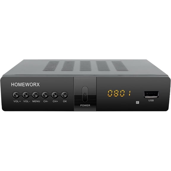 ATSC Digital Converter Box with TV Tuner, TV Recording, USB Multimedia Function, 1080P HDMI, Metal Case, Clear QAM, by HomeWorx (HW250STB)