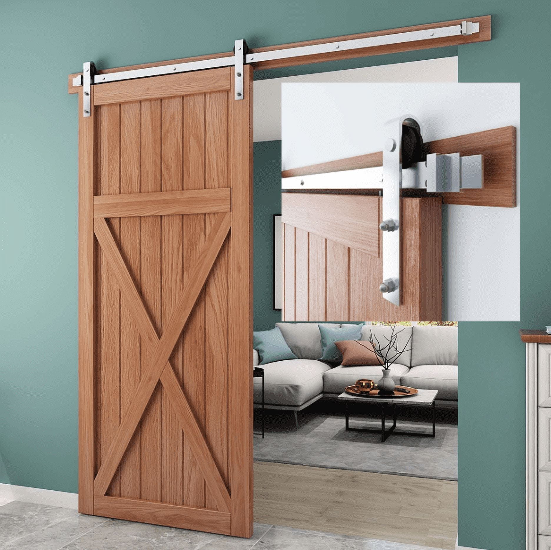 ATT 16FT Double Sliding Barn Door Stainless Steel Hardware-Sturdy ...
