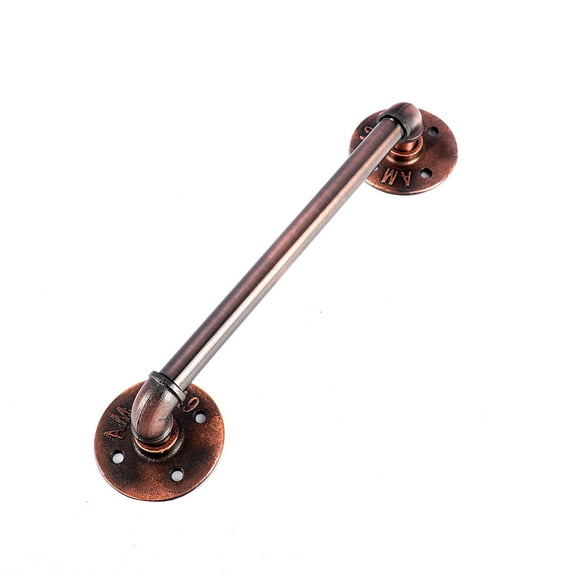 ATT Hardware 12'' Red Bronze Iron Industrial Pipe Barn Door Handle, Grab Bar, Towel Bar, Antique Rustic Style