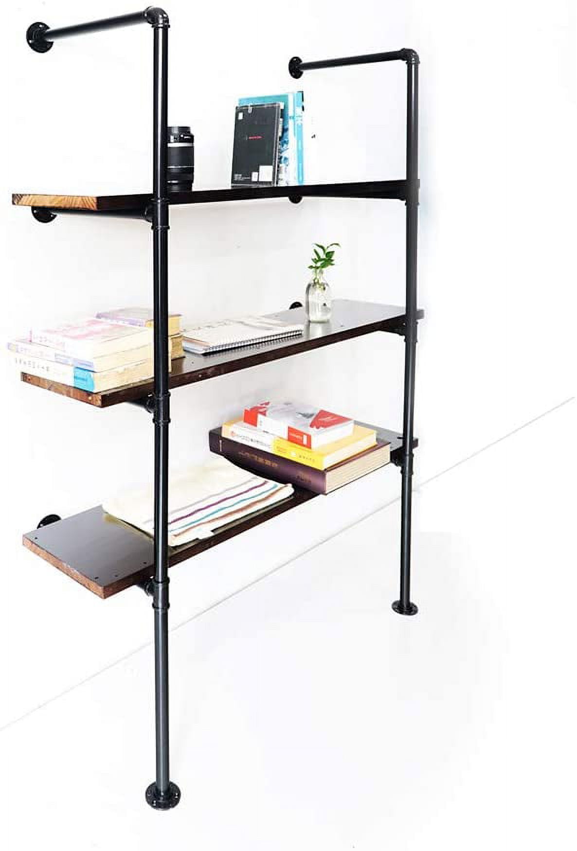 Ladder Rack Storage For Shop ATT Hardware 3 Tier Industrial Pipe Floating Ladder Shelf Vintage ...