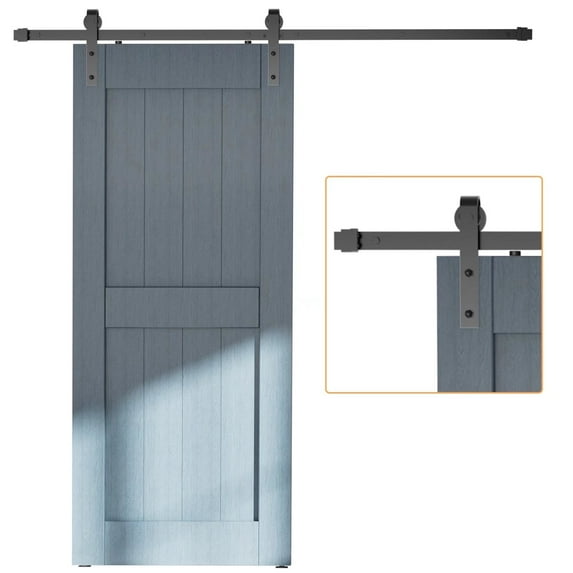 ATT Hardware 5FT Modern Heavy Duty Barn Door Hardware Kit for Interior Sliding Barnyard Door Matte Black