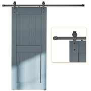 ATT Hardware 6.6FT Heavy Duty Barn Door Hardware Kit for Interior Sliding Barnyard Door Matte Black