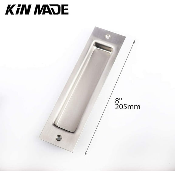 ATT Hardware 8'' Brushed Nickel Recessed Sliding Barn Door Flush Handle Pull Modern Pocket Door Hardware