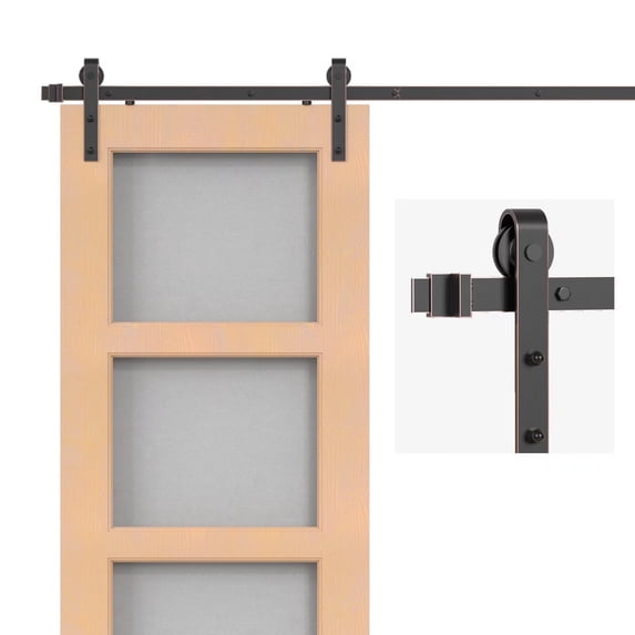 ATT Hardware 8FT Oil Rubbed Bronze Interior Sliding Barn Door Hardware-Sturdy&Smooth-Modern Antique Style