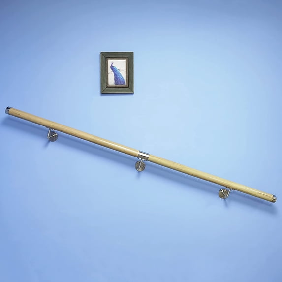 ATT Hardware Non-Slip Wood Wall Mount Handrail for Indoor Stairs,Camel PVC,6.6FT