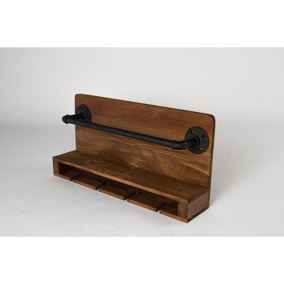 ATT Hardware Wine Wall Mount Industrial Racks with Stemware Glasses Holder,Wine Cork Storage Home Furniture