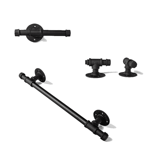 ATT Industrial Iron Pipe 4 Pieces Mixed Handle Kit for Barn Door Bedroom Door Walk-In Closet Drawers