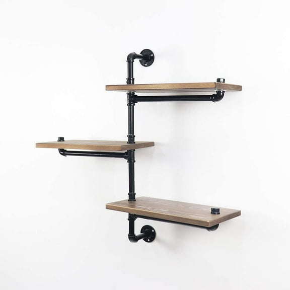 ATT Industrial Pipe Floating Ladder Shelf Rustic Vintage Display Rack Floating Cloth Rack Corner Shelf