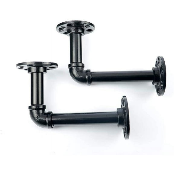 ATT Rustic Floating Shelf Brackets Industrial Iron Pipe Shelf Brackets 2 Pack
