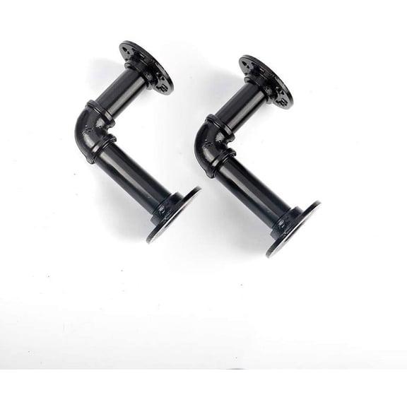 ATT Rustic Floating Shelf Brackets Industrial Iron Pipe Shelf Brackets 2 Pack