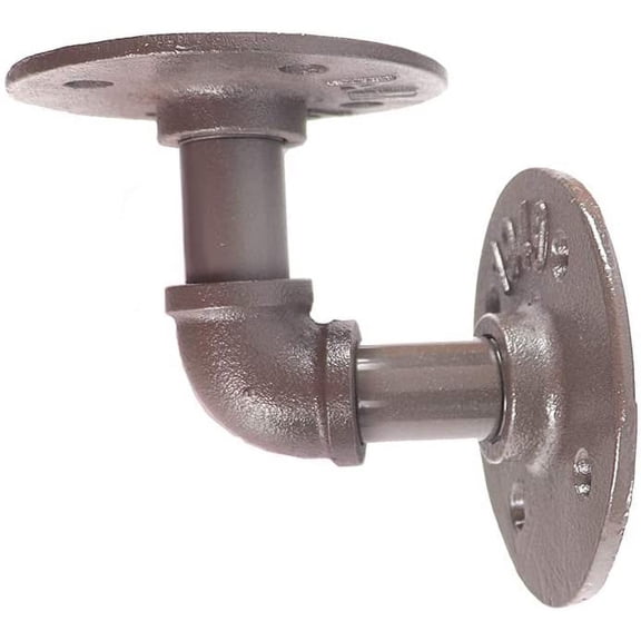 ATT Rustic Floating Shelf Brackets Industrial Iron Pipe Shelf Brackets 20mm Diameter 2 Pack In Grey