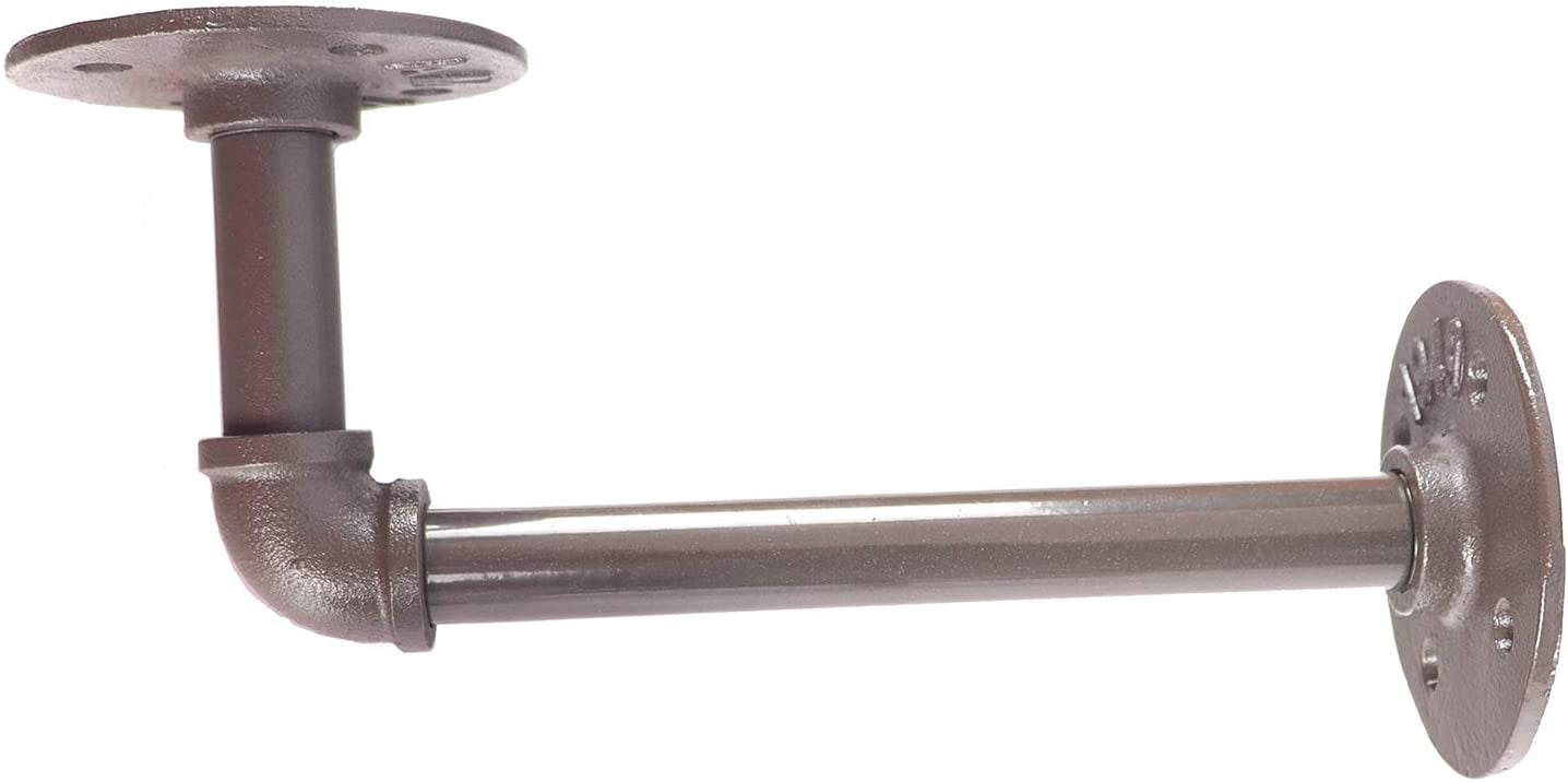 ATT Rustic Floating Shelf Brackets Industrial Iron Pipe Shelf Brackets 20mm Diameter 2 Pack In Grey