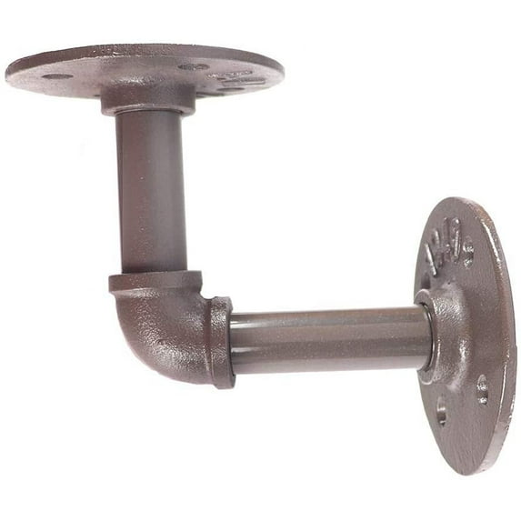 ATT Rustic Floating Shelf Brackets Industrial Iron Pipe Shelf Brackets 20mm Diameter 2 Pack In Grey