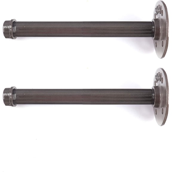 ATT Rustic Floating Shelf Brackets Industrial Iron Pipe Shelf Brackets 25mm Diameter 2 Pack In Grey