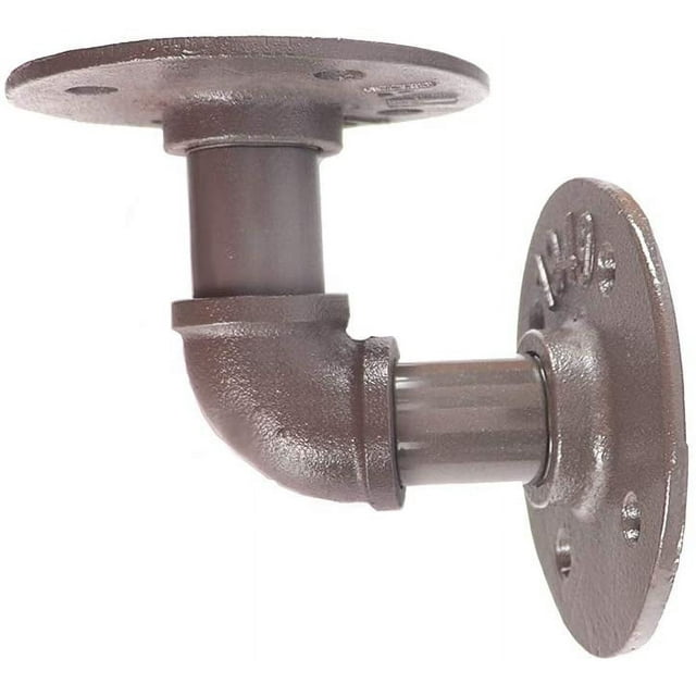 ATT Rustic Floating Shelf Brackets Industrial Iron Pipe Shelf Brackets 25mm Diameter 2 Pack In Grey