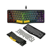 ATTACK SHARK AKS068 Alice Layout Wired Mechanical Keyboard, Gasket Mount 68 Keys Ergonomic 60% Gaming Keyboard USB-C, VIA-Programmable, Hot-Swappable Tactile Switch, RGB Backlit, Knob, NKRO, PC/MAC