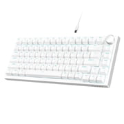 AJAZZ AK820 75% Wired Mechanical Gaming Keyboard, Gasket Mount, Hot Swappable Red Switches, RGB Backlit, PBT Keycaps, Volume Knob, PC/Mac Compatible - White