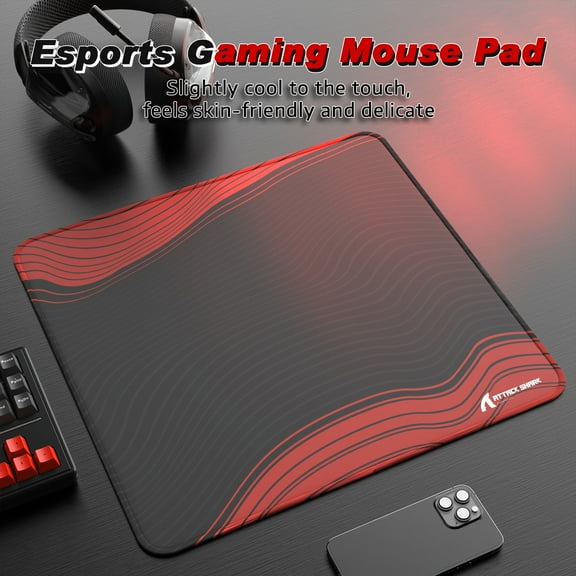 ATTACK SHARK CM02 Gaming Mouse Pad for Esports Speed Large Mouse pad for Desk Waterproof Surface Stitched Edges and Anti-Slip Rubber Base Size L Laminate 17.72” x 15.75” x 0.16”
