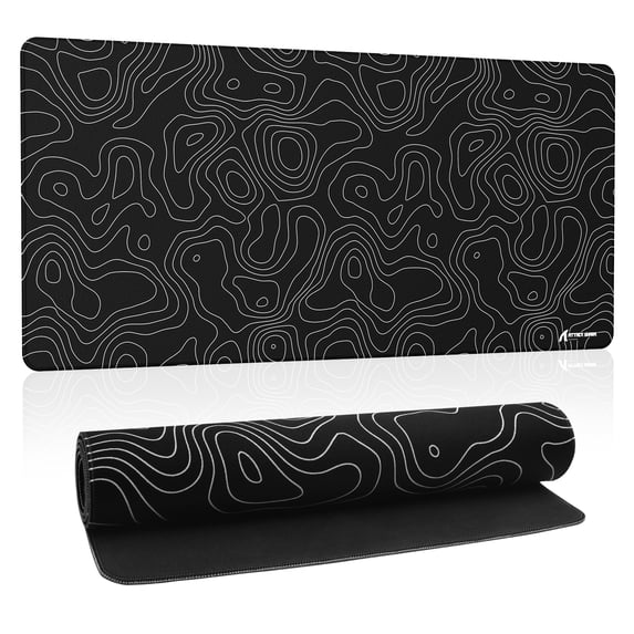 ATTACK SHARK CM02Pro Gaming Mouse Pad XXL Speed Esports Desk Mat Waterproof Surface Stitched Edges Anti-Slip Rubber Base 35.43” x 15.75” x 0.16”,Black Contour