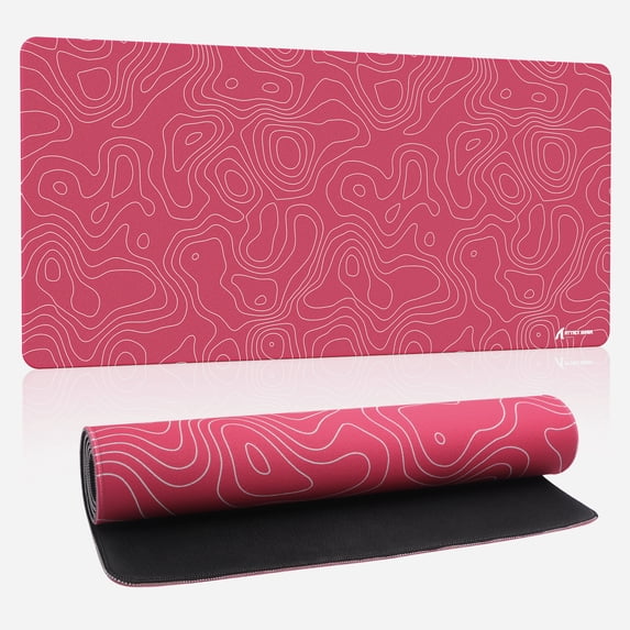 ATTACK SHARK CM02Pro Gaming Mouse Pad XXL Speed Esports Desk Mat Waterproof Surface Stitched Edges Anti-Slip Rubber Base 35.43” x 15.75” x 0.16”,Pink Contour