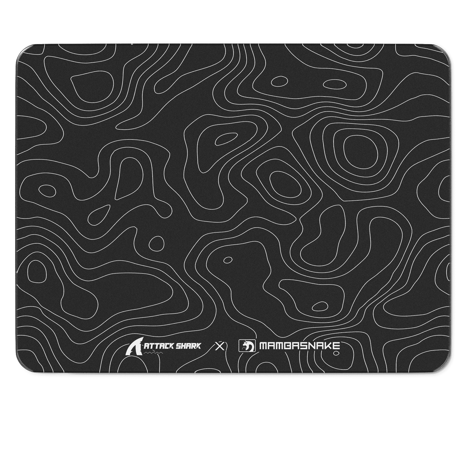 ATTACK SHARK CM05 SE Tempered Glass Mouse Pad, 16.1''×12.2'' Large Hard Gaming Mouse Pad, Nano-Etched Surface, 9H Anti-Scratch, Anti-Slip Base, Black Contours