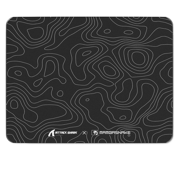 ATTACK SHARK CM05 SE Tempered Glass Mouse Pad, 16.1''×12.2'' Large Hard Gaming Mouse Pad, Nano-Etched Surface, 9H Anti-Scratch, Anti-Slip Base, Black Contours
