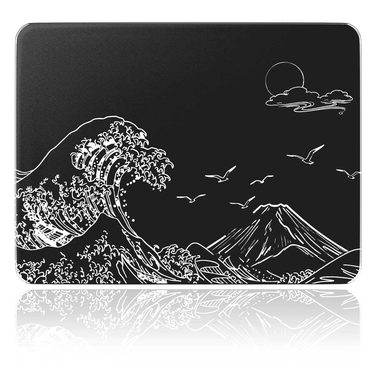 ATTACK SHARK CM05SE Glass Gaming Mouse Pad,16.14x12.20 in Tempered Glass Hard Mouse Pad with Nano-Textured Surface, Non-Slip PU Leather Base,9H Scratch Resistant Large Mouse Mat for FPS &PC Gaming