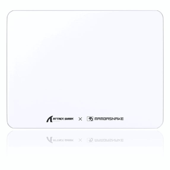 ATTACK SHARK CM05 Glass Gaming Mouse Pad,17.7x15.7 in Tempered Glass Hard Large Mouse Mat with Nano-Textured Surface, Non-Slip PU Leather Base,9H Scratch Resistant for FPS &PC Gaming White