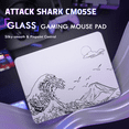 thumbnail image 1 of ATTACK SHARK CM05 Glass Gaming Mouse Pad, 17.7x15.7 in Tempered Glass Hard Mouse Pad with Nano-Textured Surface, Non-Slip PU Leather Base,9H Scratch Resistant Large Mouse Mat for FPS &PC Gaming, 1 of 8