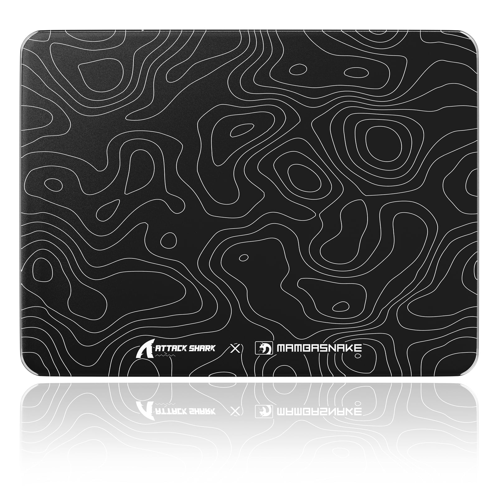 ATTACK SHARK CM05SE Glass Gaming Mouse Pad,16.14x12.20 in Tempered Glass Hard Mouse Pad with Nano-Textured Surface, Non-Slip PU Leather Base,9H Scratch Resistant Large Mouse Mat for FPS &PC Gaming