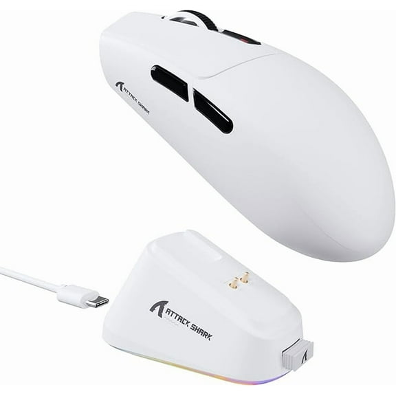 ATTACK SHARK G3PRO Gaming Mouse with Magnetic Charging Dock, PixArt PAW3311 Gaming Sensor, BT/2.4G Wireless/Wired Gaming Mouse, 25000 DPI, Gamer Mice for Win11/Xbox/PS/Mac (White)