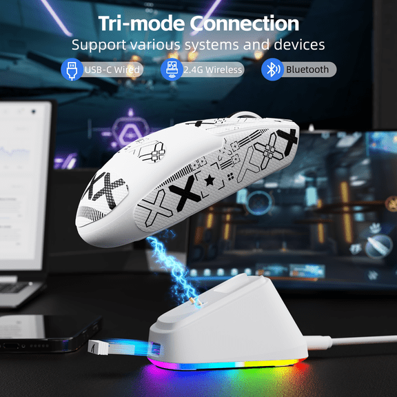 ATTACK SHARK G3PRO Tri-mode Wireless Gaming Mouse with Charge Dock 25000 DPI Ultra Lightweight