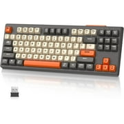 ATTACK SHARK RGB Backlit Bluetooth Gaming Keyboard, Orange & Gaming Gray