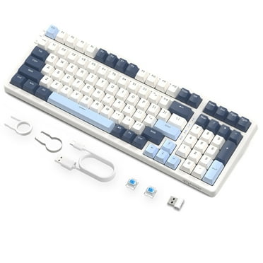 ATTACK SHARK K8 Wireless Mechanical Keyboard, Trip-Mode BT5.0/2.4G/Wired Gaming Keyboard 100 Keys Hot Swappable Blue Switches Gasket RGB Keyboard with Number Pad for PC Gamers/Mac/Windows