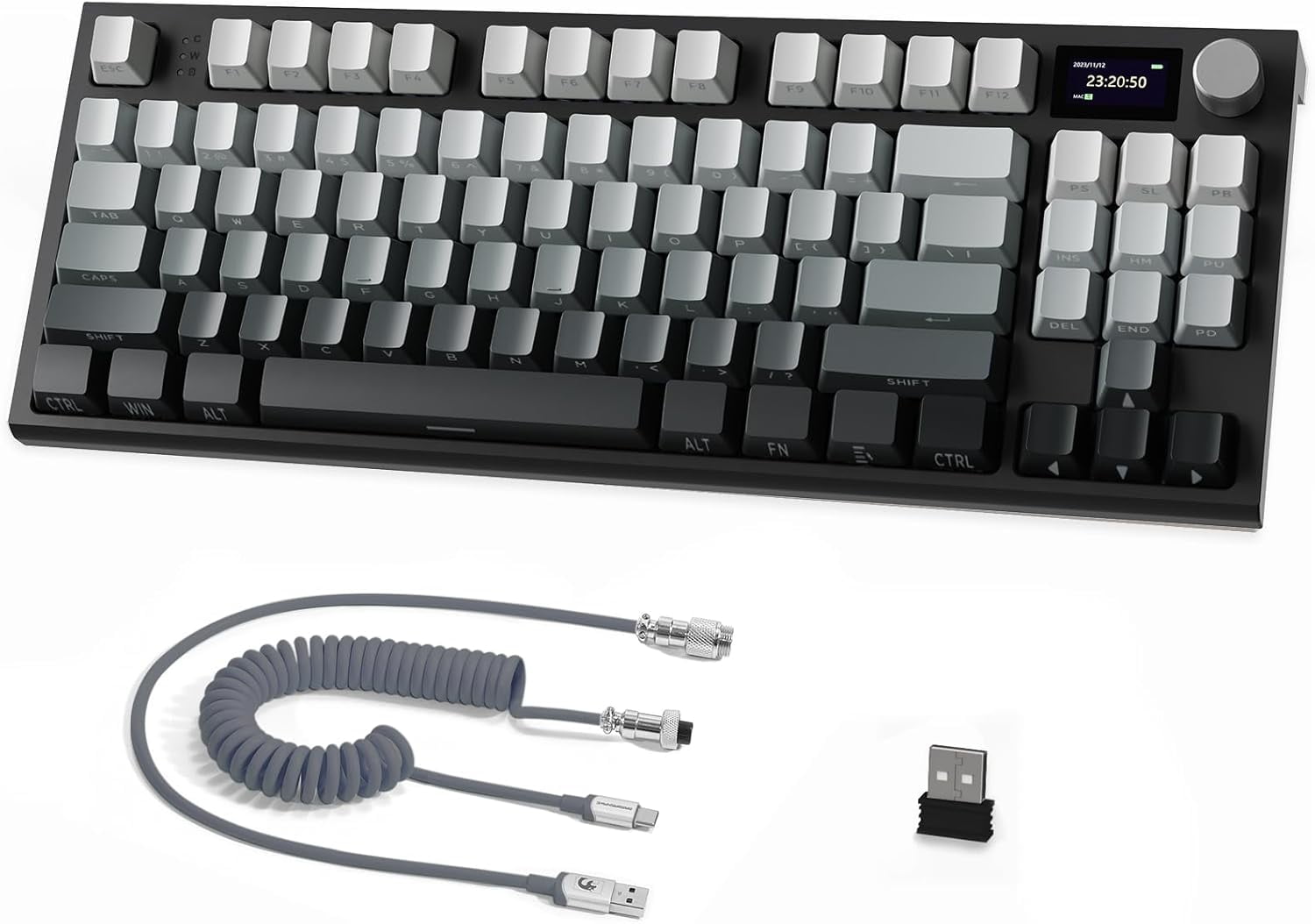 ATTACK SHARK K86 RGB 75% Wireless Gasket Mechanical Keyboard,82 Keys Hot Swappable,4000mAH Battery/CNC Knob & 1.2''HD OLED Digital Display,Custom Linear Switches& Detachable Coiled Cable