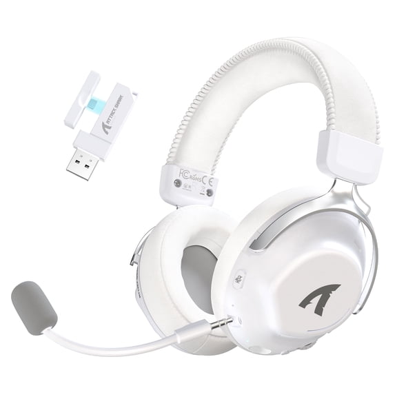 ATTACK SHARK L50 PRO Over-Ear Wireless Gaming Headset, 53 mm/2.09 in Drivers, Virtual 7.1, Tri-Mode, AI Mic, 64H Playtime, 264 g/9.31 oz, White
