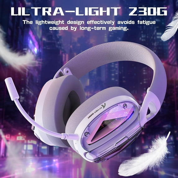 ATTACK SHARK L60 Ultra-Light Tri-Mode Gaming Headset Ultra-Light Tri-Mode Wireless Gaming Headset for PC/PS4/Xbox-White/Pink